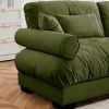 Extra Large 3 Seat Modern Velvet Olive Green Sofa with 3 Matching Waist Pillows and 2 Matching Throw Pillows