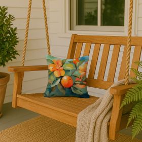 14” Florida Orange Blossom Throw Pillow with Watercolor Artwork, Indoor/Outdorr Usage and Machine Washable