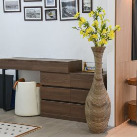 40" Elegant Beige Artificial Rattan Floor Vase