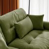 Extra Large 3 Seat Modern Velvet Olive Green Sofa with 3 Matching Waist Pillows and 2 Matching Throw Pillows