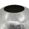 12.5” x 12.5” x 15" Aluminum Vase with Polished Silver Streak Metallic Finish and Oval Silhouette