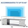 Gray TV Stand For 70” TV, Entertainment Center Media Storage Console Table with 2 Open Shelves, LED Lighting, 2 Side Compartments, and Remote Control