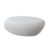 43.31'' Fiberglass Elliptical Coffee Table with Matte Rock Design, Retro Natural Look and Ready To Use
