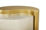 Ying Yang Modern & Contemporary Style 2 Piece Coffee Table with Iron Sheet Frame and Gold & Silver Finish