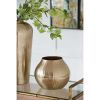 11” x 11” x 9" Aluminum Chisel Flower Vase with Gold Metallic Finish