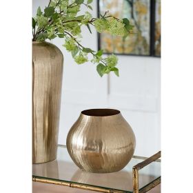 11” x 11” x 9" Aluminum Chisel Flower Vase with Gold Metallic Finish