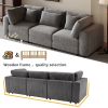 105'' Gray Corduroy 3 Seater Sofa with Removable Back Cushions and 5 Matching Pillows