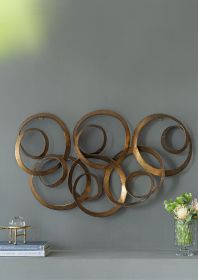 38.5” Seretha Gold Leaf Iron Wall Decor with Abstract Design and Round Geometric Shape