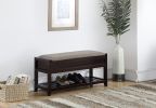 Rouen Espresso Seating Bench with Shoe Storage and Lifttop Storage Compartment