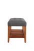 ACME Charla Gray Bench with Button Tufted Padded Seat and Wooden Slatted Bottom Shelf