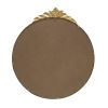 36" x 41" Large Round Wall Mirror with Gold Metal Frame and Intricate Leaf Like Adornment Design Top