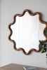 31" x 30" Wooden Accent Mirror with Unique Wavy Frame