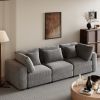 105'' Gray Corduroy 3 Seater Sofa with Removable Back Cushions and 5 Matching Pillows