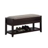 Rouen Espresso Seating Bench with Shoe Storage and Lifttop Storage Compartment