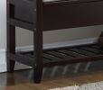 Vannes Espresso Storage Shoe Bench with Hidden Storage Compartments, Slatted Open Bottom Shelf & 2 Cushion Seats