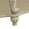 3 Piece Coffee Table Set with Antique Design, Floral Carvings, Chip Distressed Look and Two Tone Finish