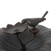 Outdoor Iron & Aluminum Top Bird Bath with Bird & Bowl Display and Intricate Detailed Design