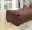 Contemporary Living Room Adjustable Sofa Couch in Chocolate Brown with 2 Matching Pillows, Cushioned Arms and Hidden Storage