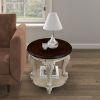 3 Piece Coffee Table Set with Antique Design, Floral Carvings, Chip Distressed Look and Two Tone Finish