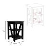 Taylor End Table, Side Table, or Nightstand with 3-Tier Storage Shelves and Protective Foot Pads