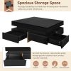 ON-TREND Modern High Gloss Black Coffee Table with 4 Drawers