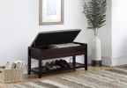 Rouen Espresso Seating Bench with Shoe Storage and Lifttop Storage Compartment