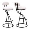 Set of 2 Armless Bar Stools with Upholstered White & Black Velvet, Footrest and Black Metal Frame Base