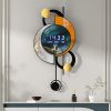 26.4" LED Silent Wall Clock with Multi-Function Display, Voice-Activated, Dual Power Supply and Geometric Design