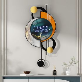 26.4" LED Silent Wall Clock with Multi-Function Display, Voice-Activated, Dual Power Supply and Geometric Design