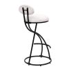Set of 2 Armless Bar Stools with Upholstered White & Black Velvet, Footrest and Black Metal Frame Base