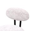Set of 2 Armless Bar Stools with Upholstered White & Black Velvet, Footrest and Black Metal Frame Base