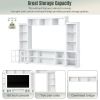 Minimalism Entertainment Wall Unit with Bridge, Including 8 Enclosed & 11 Open Shelves with 4 Tempered Glass Doors