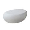 43.31'' Fiberglass Elliptical Coffee Table with Matte Rock Design, Retro Natural Look and Ready To Use