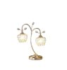 17" Floral Design Metal Table Lamp, Rose Gold Color with Clear Acrylic Beads and On/Off Cord Switch