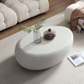 43.31'' Fiberglass Elliptical Coffee Table with Matte Rock Design, Retro Natural Look and Ready To Use