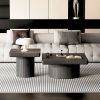 Modern Wood Nesting Coffee Table Set, 2-Piece with Cylindrical & Fluted Pedestal