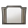 Kaitlyn Metallic Gray Finish Wall Mirror with Integrated LED Lighting, Arched Shaped and Beveled Edge Design