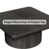 Modern Wood Nesting Coffee Table Set, 2-Piece with Cylindrical & Fluted Pedestal