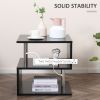 S-Shaped Black Side Table with 3 Tiers and Steel Support Poles