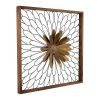 30” Ashlyn Bloom Wall Decor with Gold Floral Center, Wire Petals and Natural Wood Square Frame