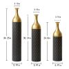 Set of 3, Tall Black and Gold Metal Vase Set in Three Different Sizes