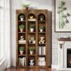 5 Tier Rectangle Bookshelf Display Stand with Arch Shape Detailing and Enclosed Back & Sides