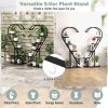 Set of 2, 5 Tier Black Metal Plant Stand with 4 Hanging Hooks for Multiple Plants  and Heart Shaped Design When Combined