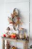 37.4” Vintage Snowshoe Shape Metal Wall Art with Distressed Grid Pattern Design