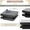 High Gloss Minimalist Design Black Square Coffee Table with 2 Tiers and Built-In LED Lights