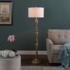 Wooden Antique Cream Finish Polyresin Floor Lamp