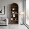 High Wooden Arched Bookshelf Display Rack with 6 Tiers and Closed Back Design