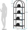 4 Tier Arch Shape Bookshelf Display Stand with Open Shelves, Black Metal Frame and Protective Foot Pads