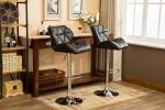 Set of 2, Glascow Black Diamond Tufted Bar Stools with Hydraulic Adjustable Height and 360-Degree Swivel