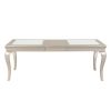 7 Piece Dining Set, 1 Rectangle Table with Extension Leaf, 6 Side Chairs, Crystal Button Tufted Back and Antique Cabriole Legs